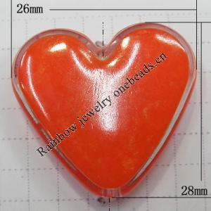 Resin Beads, Heart 26x28mm Hole:1.5mm, Sold by Bag