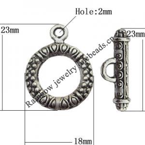 Clasp Zinc Alloy Jewelry Findings Lead-free, Loop:18x23mm, Bar:23x4mm Hole:2mm, Sold by Bag