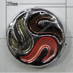 Plating Resin Beads, Flat Round 20mm Hole:2mm, Sold by Bag