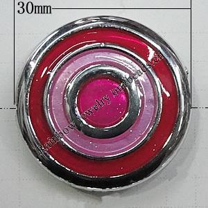 Plating Resin Beads, Flat Round 30mm Hole:1mm, Sold by Bag
