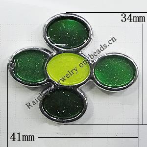 Plating Resin Beads,  41x34mm Hole:1mm, Sold by Bag