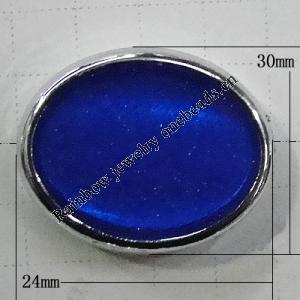 Plating Resin Beads, Flat Oval 30x24mm Hole:2mm, Sold by Bag