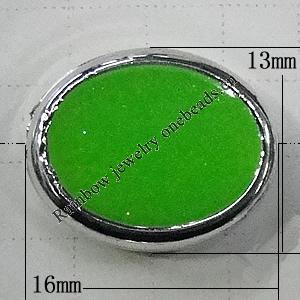 Plating Resin Beads, Flat Oval 16x13mm Hole:2mm, Sold by Bag