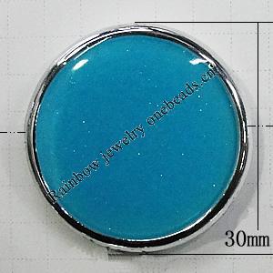 Plating Resin Beads, Flat Round 30mm Hole:2mm, Sold by Bag