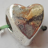 Bead Zinc Alloy Jewelry Findings Lead-free, Heart 8x9mm Hole:3.5mm, Sold by Bag