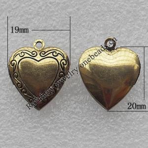 Copper Album Pendant, Heart 19x20mm Hole:2mm, Sole by Pc