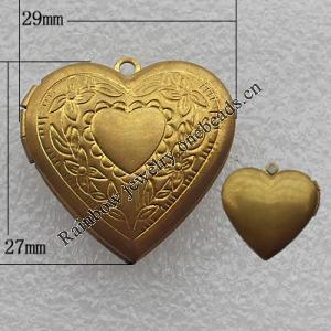 Copper Album Pendant, Heart 29x27mm Hole:2mm, Sole by Pc
