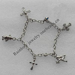 CCB Bracelet with iron chain, 20mm-23mm, Length:7.9 Inch, Sold by Strand 
