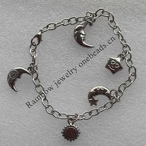 CCB Bracelet with iron chain, 15-22mm, Length:7.9 Inch, Sold by Strand 