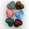 Blown Glass Pendant, Heart 41x36mm Hole:About 8mm Box Size 200x200mm, Sold by Box