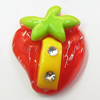 Resin Cabochons, No Hole Headwear & Costume Accessory, Fruit with Acrylic Zircon 31x37mm, Sold by Bag