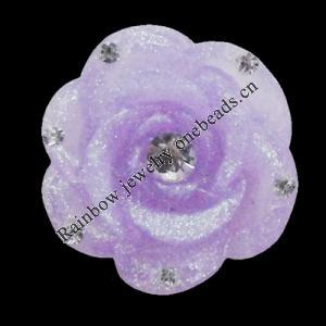 Resin Cabochons, No Hole Headwear & Costume Accessory, Flower with Acrylic Zircon 20mm, Sold by Bag