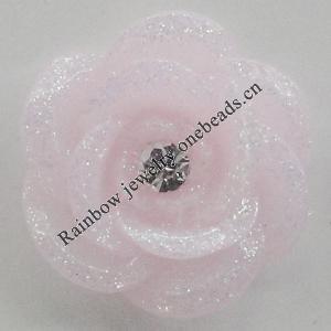 Resin Cabochons, No Hole Headwear & Costume Accessory, Flower with Acrylic Zircon 20mm, Sold by Bag