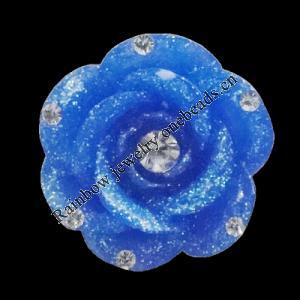 Resin Cabochons, No Hole Headwear & Costume Accessory, Flower with Acrylic Zircon 20mm, Sold by Bag