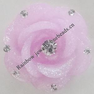 Resin Cabochons, No Hole Headwear & Costume Accessory, Flower with Acrylic Zircon 20mm, Sold by Bag