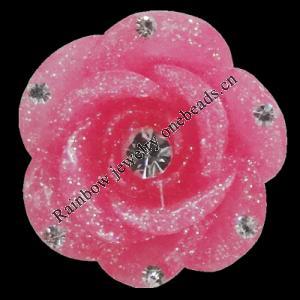 Resin Cabochons, No Hole Headwear & Costume Accessory, Flower with Acrylic Zircon 20mm, Sold by Bag