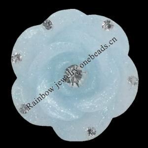 Resin Cabochons, No Hole Headwear & Costume Accessory, Flower with Acrylic Zircon 20mm, Sold by Bag