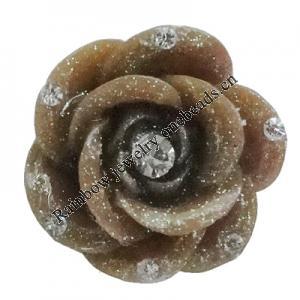 Resin Cabochons, No Hole Headwear & Costume Accessory, Flower with Acrylic Zircon 20mm, Sold by Bag