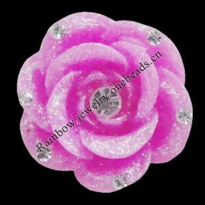 Resin Cabochons, No Hole Headwear & Costume Accessory, Flower with Acrylic Zircon 20mm, Sold by Bag