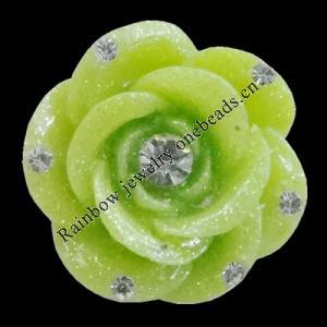 Resin Cabochons, No Hole Headwear & Costume Accessory, Flower with Acrylic Zircon 20mm, Sold by Bag