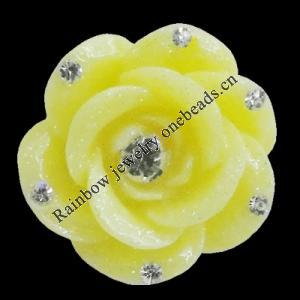 Resin Cabochons, No Hole Headwear & Costume Accessory, Flower with Acrylic Zircon 20mm, Sold by Bag