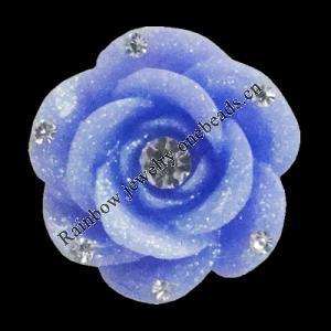 Resin Cabochons, No Hole Headwear & Costume Accessory, Flower with Acrylic Zircon 20mm, Sold by Bag