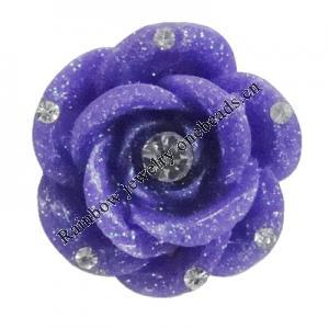 Resin Cabochons, No Hole Headwear & Costume Accessory, Flower with Acrylic Zircon 20mm, Sold by Bag