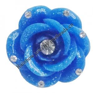 Resin Cabochons, No Hole Headwear & Costume Accessory, Flower with Acrylic Zircon 20mm, Sold by Bag