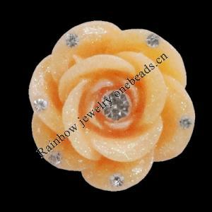 Resin Cabochons, No Hole Headwear & Costume Accessory, Flower with Acrylic Zircon 20mm, Sold by Bag