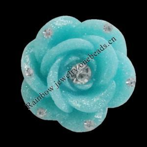 Resin Cabochons, No Hole Headwear & Costume Accessory, Flower with Acrylic Zircon 20mm, Sold by Bag