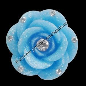 Resin Cabochons, No Hole Headwear & Costume Accessory, Flower with Acrylic Zircon 20mm, Sold by Bag