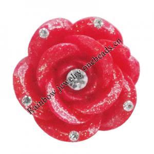 Resin Cabochons, No Hole Headwear & Costume Accessory, Flower with Acrylic Zircon 20mm, Sold by Bag