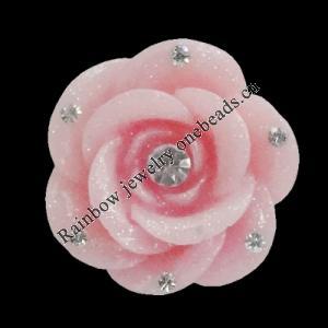 Resin Cabochons, No Hole Headwear & Costume Accessory, Flower with Acrylic Zircon 20mm, Sold by Bag