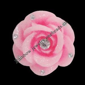 Resin Cabochons, No Hole Headwear & Costume Accessory, Flower with Acrylic Zircon 20mm, Sold by Bag