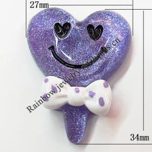 Resin Cabochons, No Hole Headwear & Costume Accessory, 27x34mm, Sold by Bag