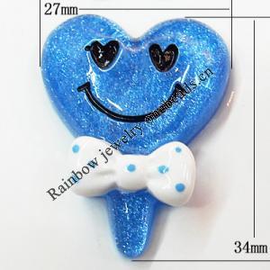 Resin Cabochons, No Hole Headwear & Costume Accessory, 27x34mm, Sold by Bag