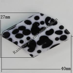 Watermark Acrylic Beads, Diamond 40x27mm, Hole:1mm, Sold by Bag