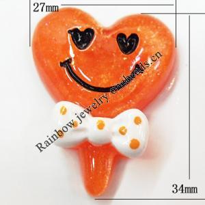 Resin Cabochons, No Hole Headwear & Costume Accessory, 27x34mm, Sold by Bag