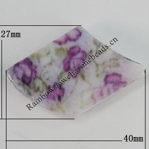 Watermark Acrylic Beads, Diamond 40x27mm, Hole:1mm, Sold by Bag