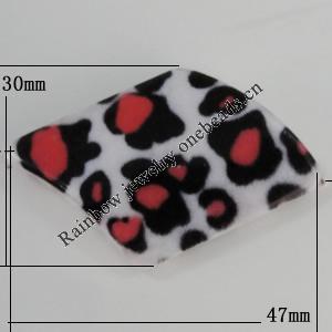 Watermark Acrylic Beads, Diamond 47x30mm, Hole:1mm, Sold by Bag