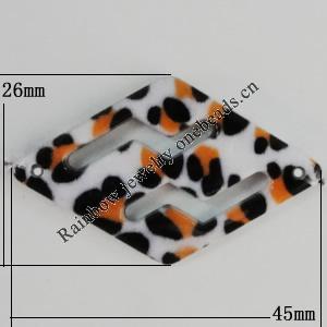 Watermark Acrylic Beads, 45x26mm, Hole:1mm, Sold by Bag