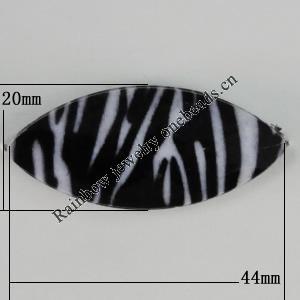 Watermark Acrylic Beads, Horse Eye 44x20mm, Hole:1mm, Sold by Bag