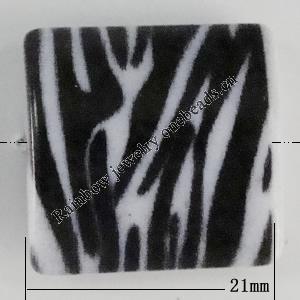 Watermark Acrylic Beads, Square 21mm, Hole:1.5mm, Sold by Bag