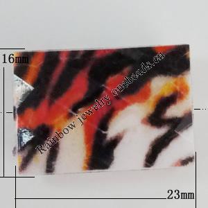 Watermark Acrylic Beads, Rectangle 23x16mm, Hole:1mm, Sold by Bag