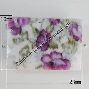 Watermark Acrylic Beads, Rectangle 23x16mm, Hole:1mm, Sold by Bag