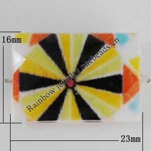 Watermark Acrylic Beads, Rectangle 23x16mm, Hole:1mm, Sold by Bag