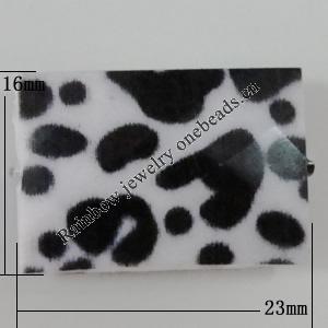 Watermark Acrylic Beads, Rectangle 23x16mm, Hole:1mm, Sold by Bag