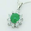 Sterling Silver Pendant/Charm,  platina plating with Jade, 19x10mm, Sold by PC