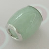 Sterling Silver Pendant/Charm,  platina plating with Jade, 13x10mm, Sold by PC