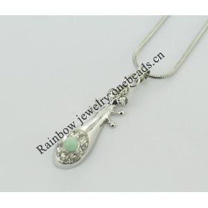 Sterling Silver Pendant/Charm,  platina plating with Jade, 32.48x8.29mm, Sold by PC